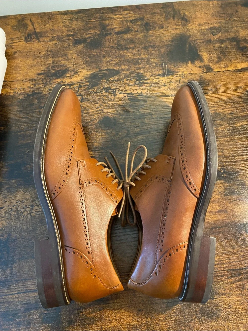 Cole Haan Men's Classic Tan Leather Wingtip Derby Shoes